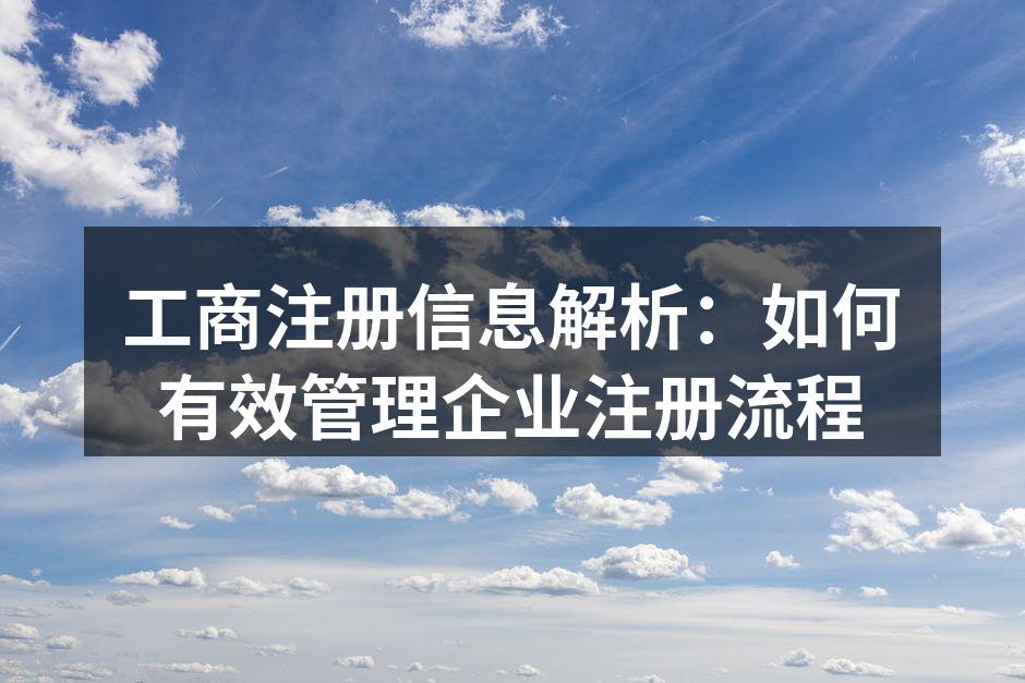 工商注册信息解析：如何有效管理企业注册流程